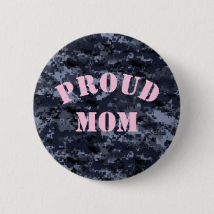Proud Mum U.S. Military Blue Camouflage Button