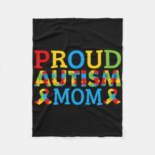 Proud Mum Wears Coloured Puzzle Pieces For Autism  Fleece Blanket