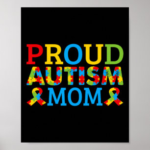 Proud Mum Wears Coloured Puzzle Pieces For Autism Poster