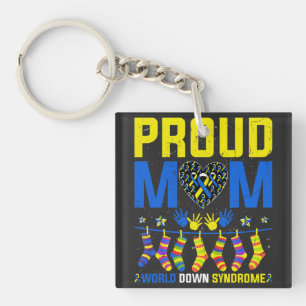 Proud Mum World Down Syndrome Awareness Day Ribbon Key Ring