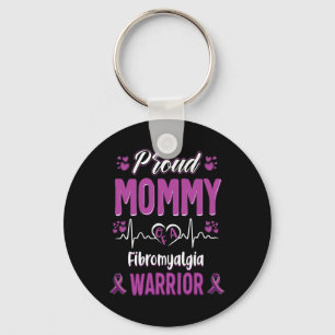 Proud Mummy Fibromyalgia Warrior Awareness Ribbon Key Ring