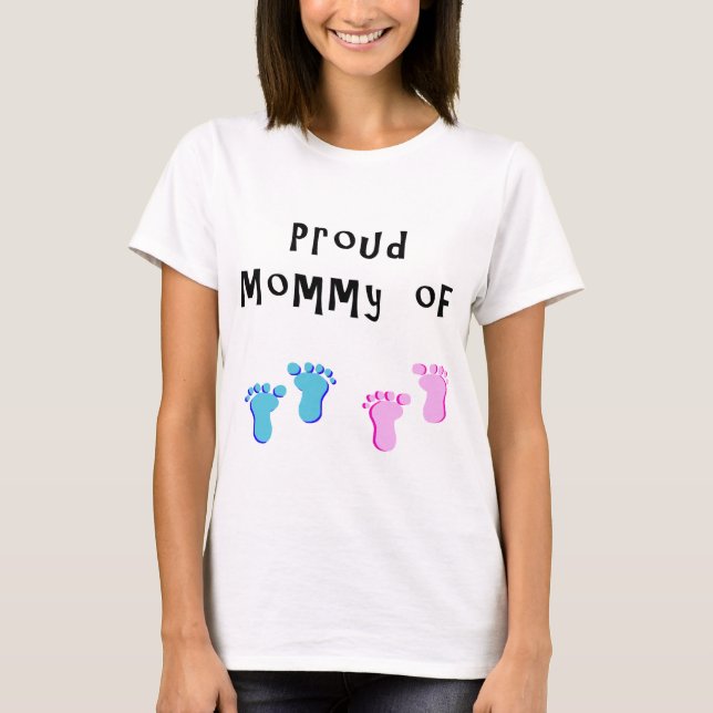 Proud Mummy of 1 boy 1 girl t-shirt (Front)
