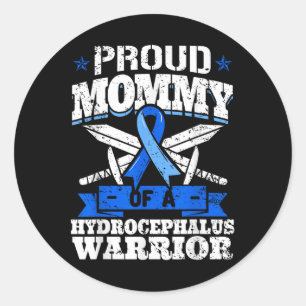 Proud Mummy Of A Hydrocephalus Warrior Awareness R Classic Round Sticker