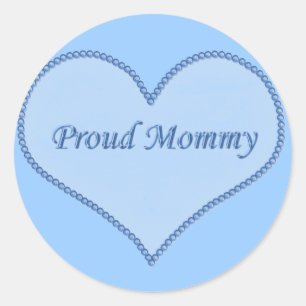 Proud Mummy Stickers, Blue Classic Round Sticker