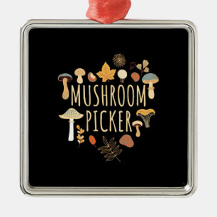 Proud Mushroom Picker Metal Ornament