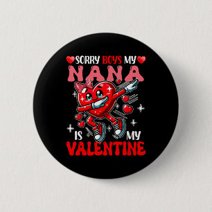 Proud My Nana Is My Valentine's Day Dabbing Heart  6 Cm Round Badge