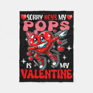 Proud My Pops Is My Valentine's Day Dabbing Heart Fleece Blanket
