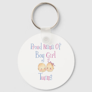 Proud Nana of Boy Girl Twins Key Ring