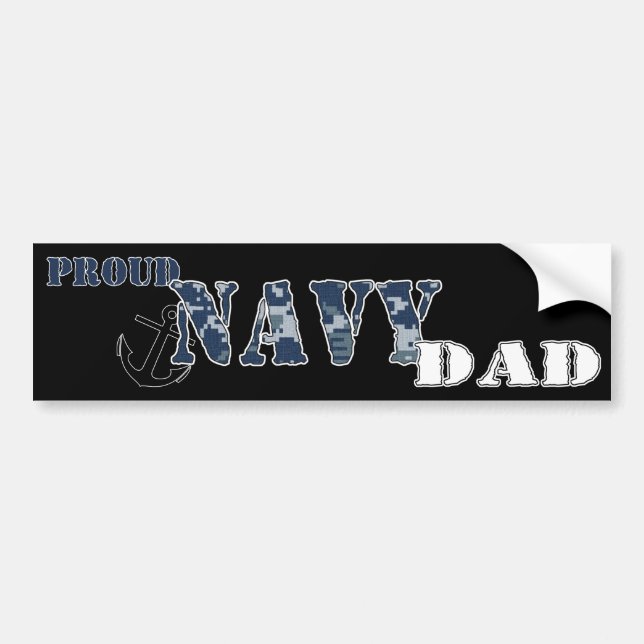 Proud Navy Dad Bumper Sticker (Front)