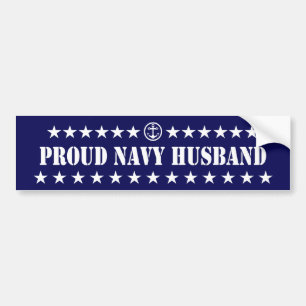 Proud Navy Husband Stars Bumper Sticker