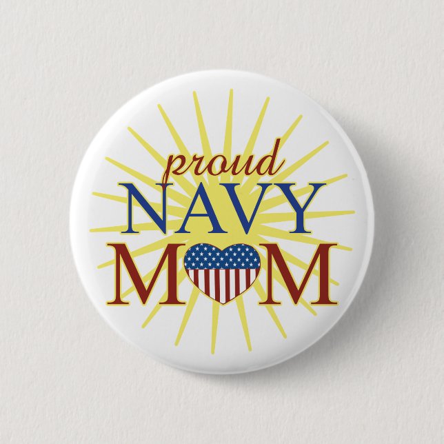 Proud Navy Mum 6 Cm Round Badge (Front)