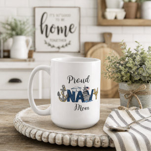 Proud navy mum mother's day coffee mug