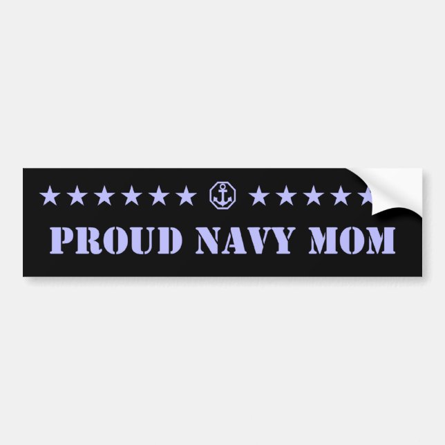 Proud Navy Mum Stars Bumper Sticker (Front)
