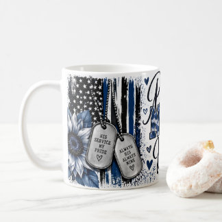 Proud Navy Wife Blue Camouflage Military Spouse Coffee Mug