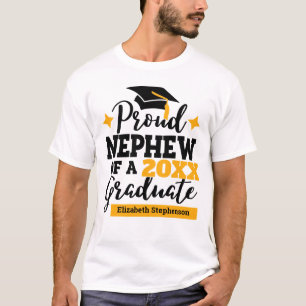 Proud nephew 2022 graduate black gold tassel name T-Shirt
