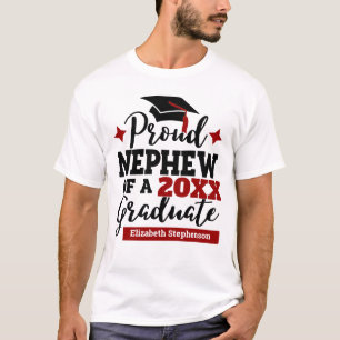 Proud nephew 2022 graduate black red tassel name T-Shirt