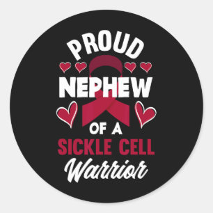 Proud Nephew Of A Sickle Cell Warrior Sickle Cell Classic Round Sticker