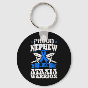 Proud Nephew Of An Ataxia Warrior Blue Awareness R Key Ring