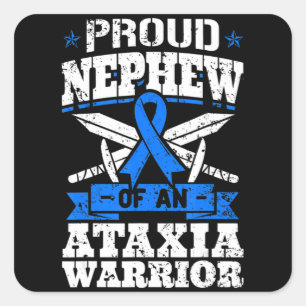 Proud Nephew Of An Ataxia Warrior Blue Awareness R Square Sticker