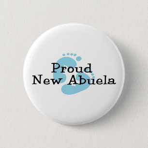 Proud New Abuela Baby Boy Footprints 6 Cm Round Badge
