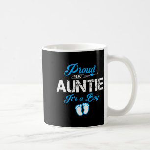 Proud New Auntie It's A Boy Gender Reveal Funny Fa Coffee Mug