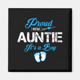 Proud New Auntie It's A Boy Gender Reveal Funny Fa Magnet