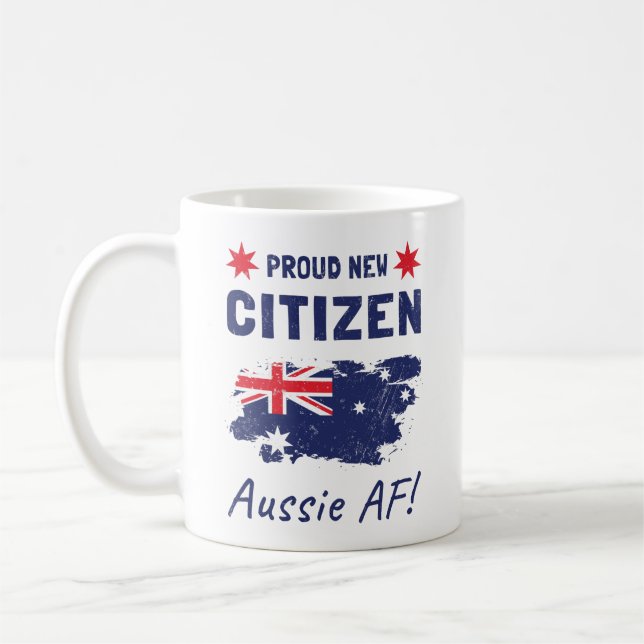 Proud New Australian Citizen, Citizenship Ceremony Coffee Mug (Left)