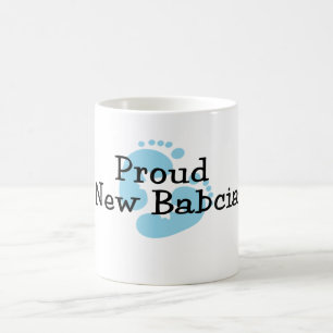 Proud New Babcia Baby Boy Footprints Coffee Mug