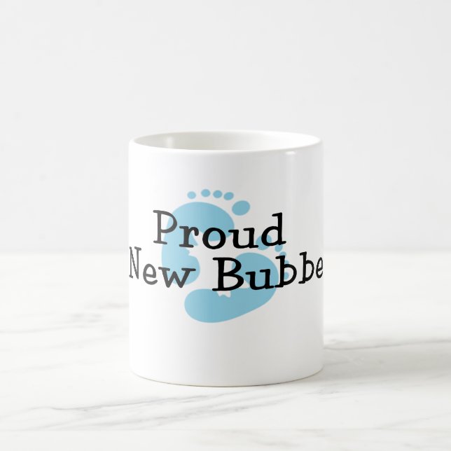Proud New Bubbe Baby Boy Footprints Coffee Mug (Center)
