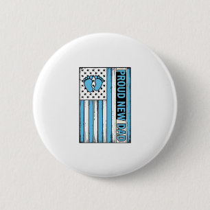 Proud New Dad Baby Feet Flag Vector Design_1 6 Cm Round Badge