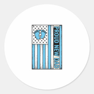 Proud New Dad Baby Feet Flag Vector Design_1 Classic Round Sticker