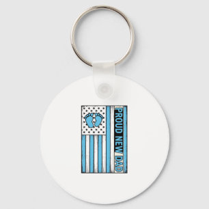 Proud New Dad Baby Feet Flag Vector Design_1 Key Ring