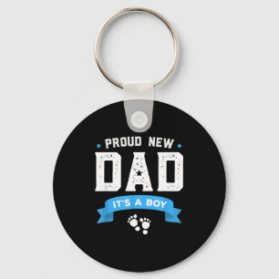 Proud New Dad Shirt Cute Its A Boy Gift Baby Fathe Key Ring