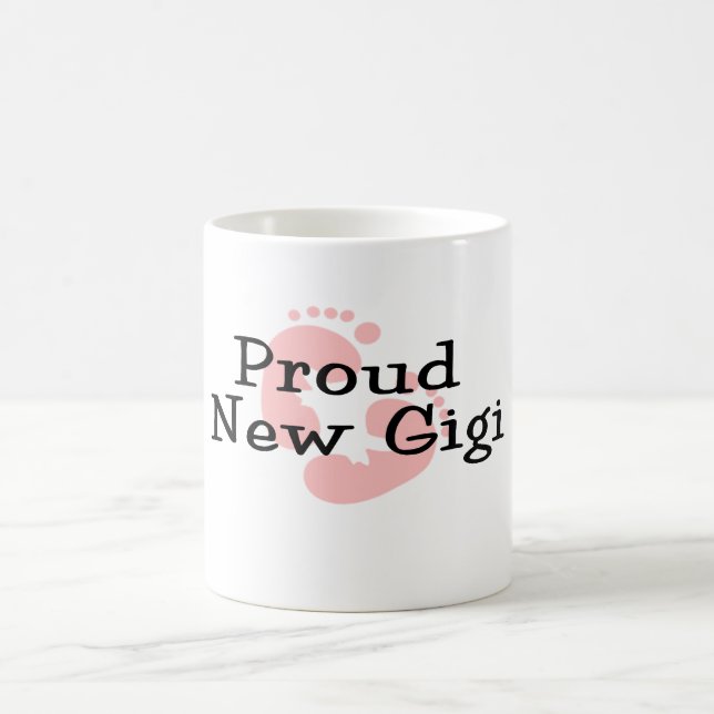 Proud New Gigi Baby Girl Footprints Coffee Mug (Center)