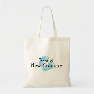 Proud New Grammy Baby Boy Footprints Tote Bag