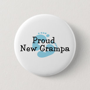 Proud New Grampa Baby Boy Footprints 6 Cm Round Badge