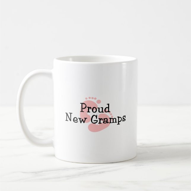 Proud New Gramps Baby Girl Footprints Coffee Mug (Left)
