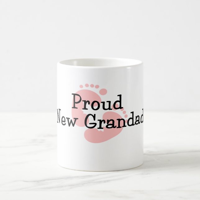 Proud New Grandad Baby Girl Footprints Coffee Mug (Center)