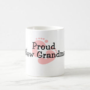 Proud New Grandma Baby Girl Footprints Coffee Mug