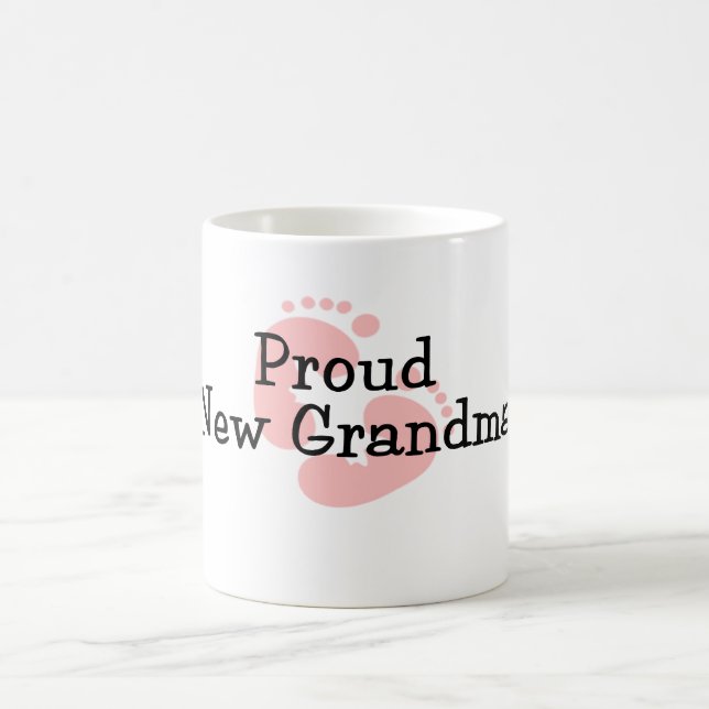 Proud New Grandma Baby Girl Footprints Coffee Mug (Center)