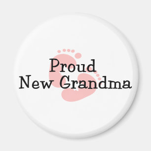 Proud New Grandma Baby Girl Footprints Magnet