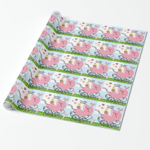 Proud New Grandma - Baby Girl Wrapping Paper