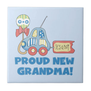 Proud New Grandma It's a Boy Gifts Ceramic Tile