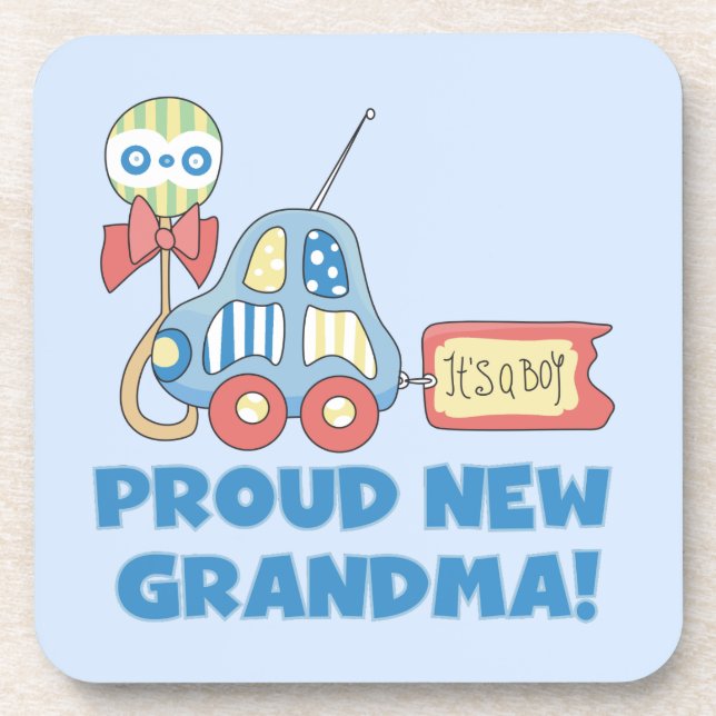 Proud New Grandma It's a Boy Gifts Coaster (Front)