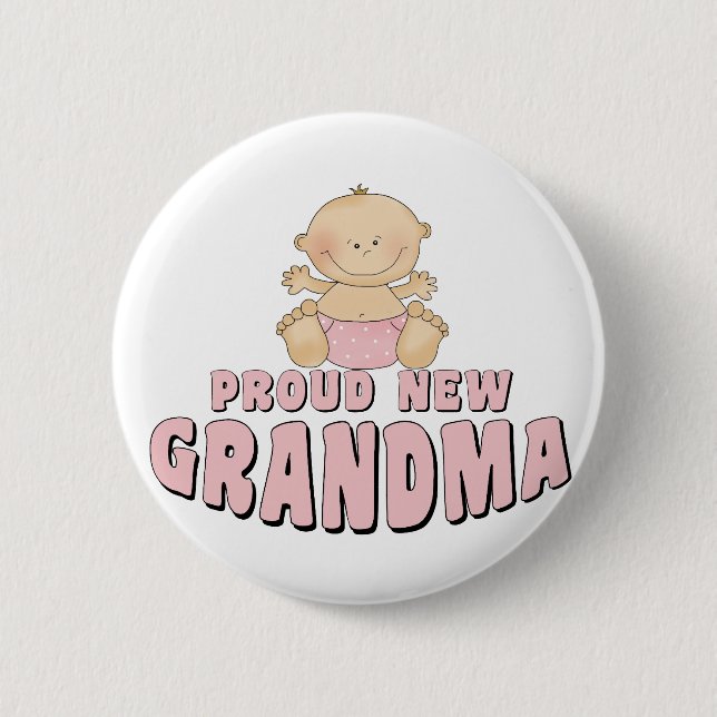 PROUD NEW Grandma T-Shirt 6 Cm Round Badge (Front)