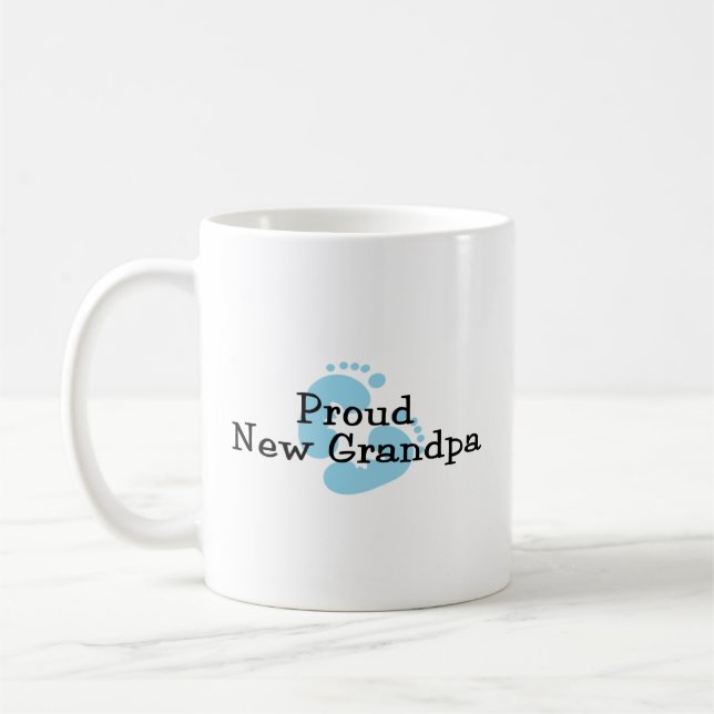Proud New Grandpa Baby Girl Footprints Coffee Mug (Left)