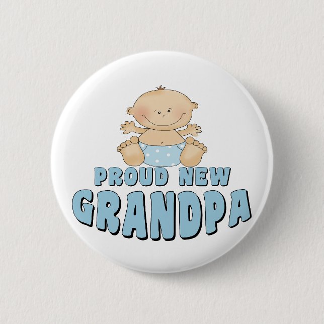 PROUD NEW Grandpa Boy 6 Cm Round Badge