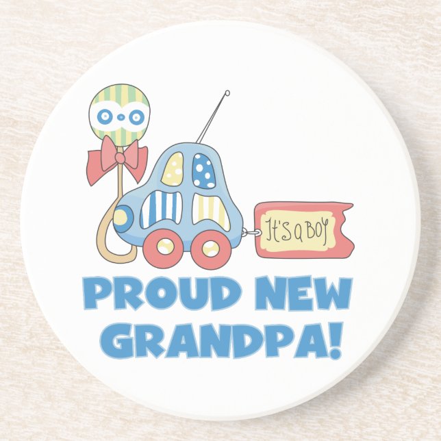 Proud New Grandpa Car It's a Boy Gifts Coaster (Front)