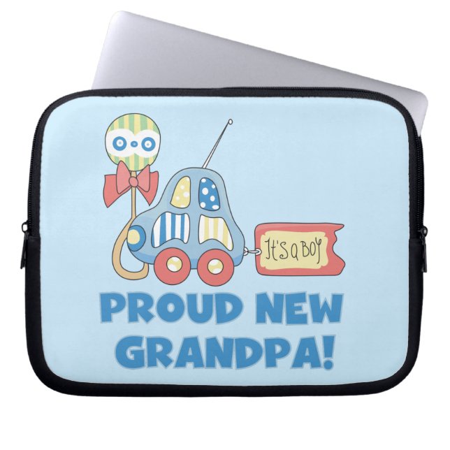 Proud New Grandpa Car It's a Boy Gifts Laptop Sleeve (Front)