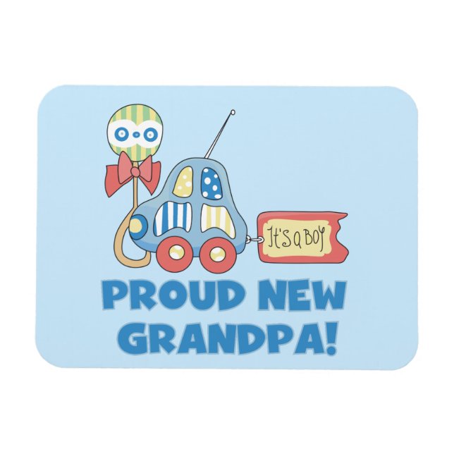 Proud New Grandpa Car It's a Boy Gifts Magnet (Horizontal)